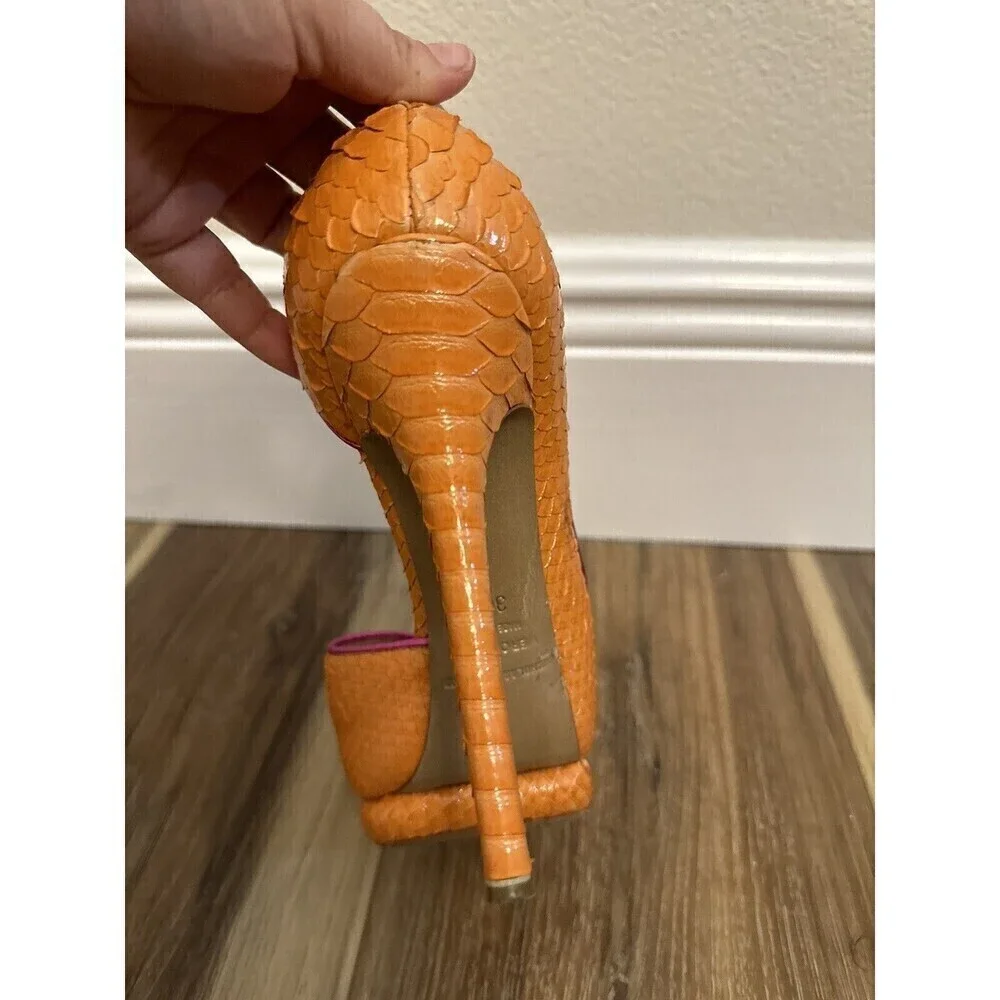 Nicholas Kirkwood Platform Heels EU 36.5 Orange Snakeskin